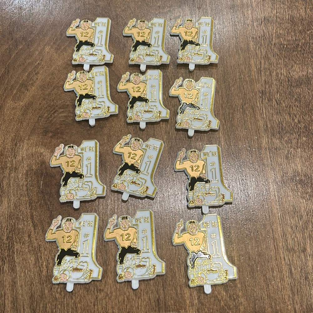 Homecoming White & Gold FOOTBALL #1  charms / trinkets  (12) mums & Garters